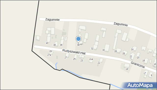 Rudyszwałd, Graniczna, 34, mapa Rudyszwałd