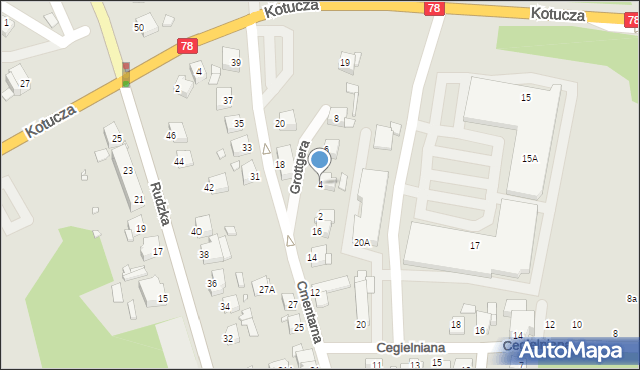 Rybnik, Grottgera Artura, 4, mapa Rybnika