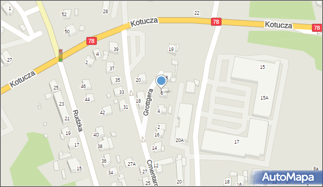 Rybnik, Grottgera Artura, 6, mapa Rybnika