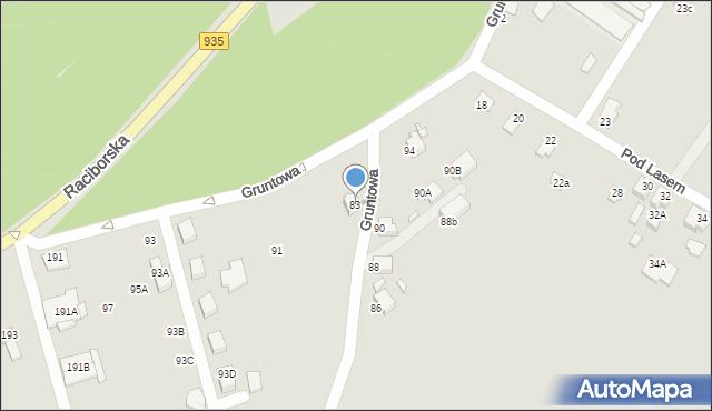 Rybnik, Gruntowa, 83, mapa Rybnika