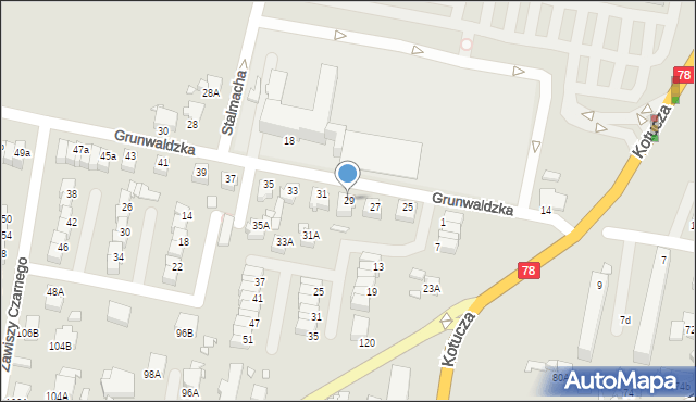 Rybnik, Grunwaldzka, 29, mapa Rybnika