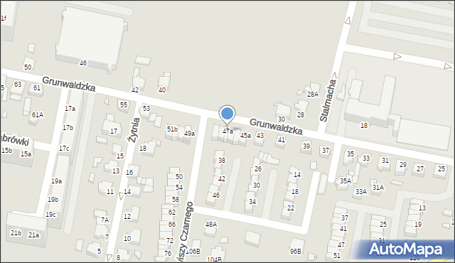 Rybnik, Grunwaldzka, 47a, mapa Rybnika