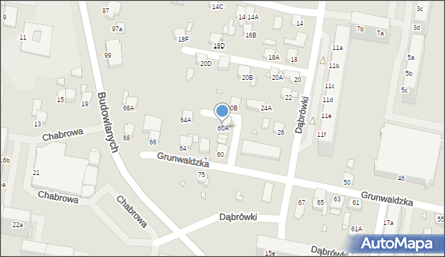 Rybnik, Grunwaldzka, 60A, mapa Rybnika