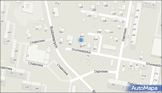 Rybnik, Grunwaldzka, 64, mapa Rybnika