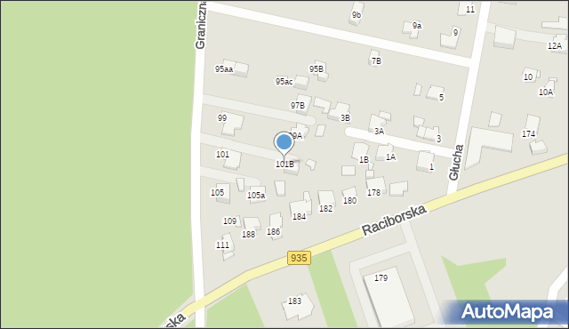 Rybnik, Graniczna, 101B, mapa Rybnika