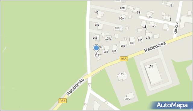 Rybnik, Graniczna, 111, mapa Rybnika