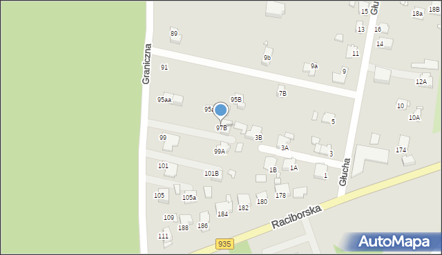 Rybnik, Graniczna, 97B, mapa Rybnika