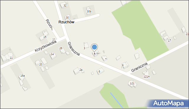 Rzuchów, Graniczna, 5, mapa Rzuchów