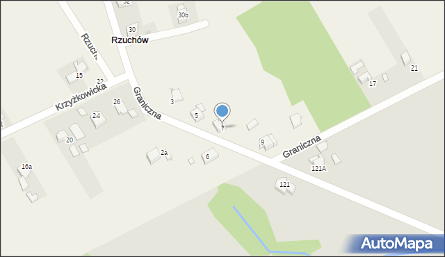 Rzuchów, Graniczna, 7, mapa Rzuchów