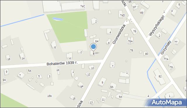 Sadowne, Grunwaldzka, 8, mapa Sadowne