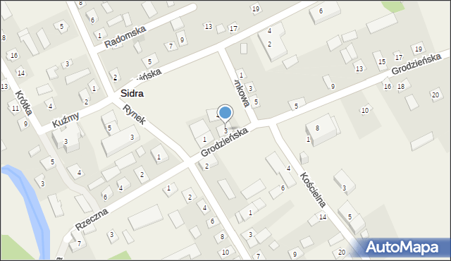 Sidra, Grodzieńska, 3, mapa Sidra