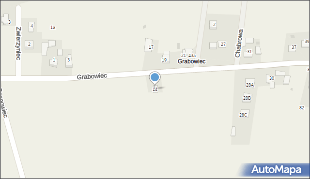 Sieborowice, Grabowiec, 14, mapa Sieborowice