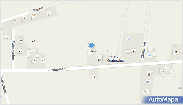 Sieborowice, Grabowiec, 17, mapa Sieborowice