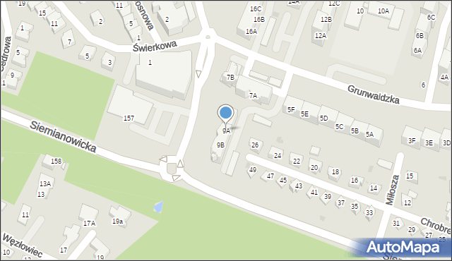 Siemianowice Śląskie, Grunwaldzka, 9A, mapa Siemianowice Śląskie