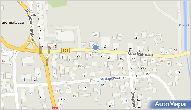 Siemiatycze, Grodzieńska, 14, mapa Siemiatycze