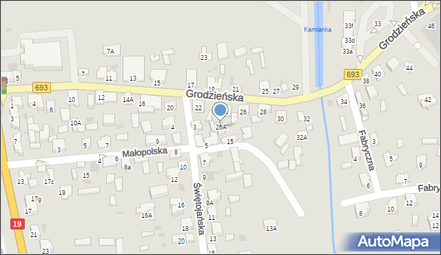 Siemiatycze, Grodzieńska, 26A, mapa Siemiatycze