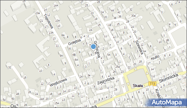 Skała, Graniczna, 5a, mapa Skała