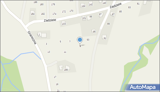 Skawinki, Graniczna, 9, mapa Skawinki