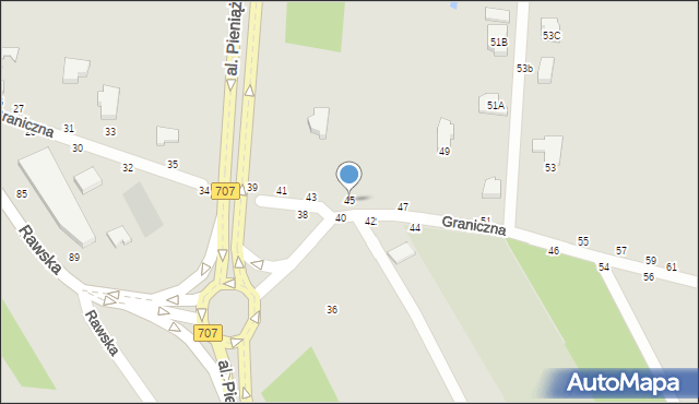 Skierniewice, Graniczna, 45, mapa Skierniewic