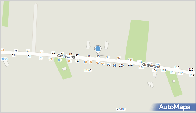 Skierniewice, Graniczna, 93, mapa Skierniewic