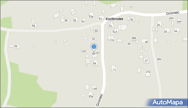 Sławków, Groniec, 63, mapa Sławków