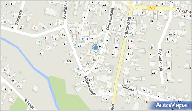 Słomniki, Grunwaldzka, 14, mapa Słomniki