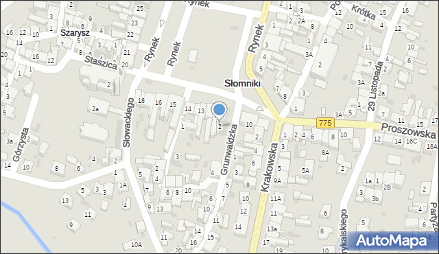 Słomniki, Grunwaldzka, 2, mapa Słomniki