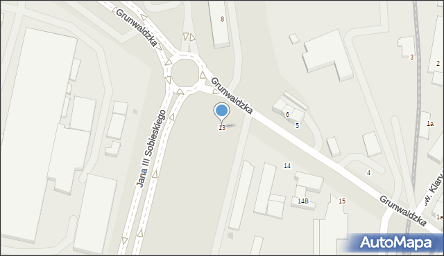 Słupsk, Grunwaldzka, 13, mapa Słupska
