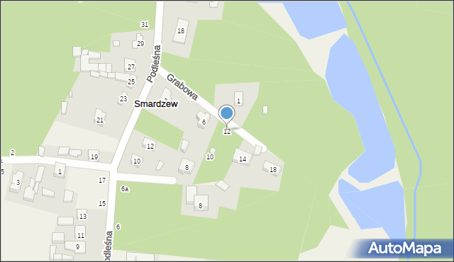 Smardzew, Grabowa, 12, mapa Smardzew