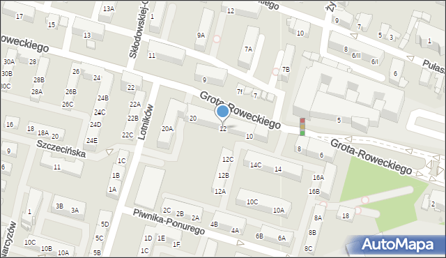 Sosnowiec, Grota-Roweckiego Stefana, gen., 12, mapa Sosnowca