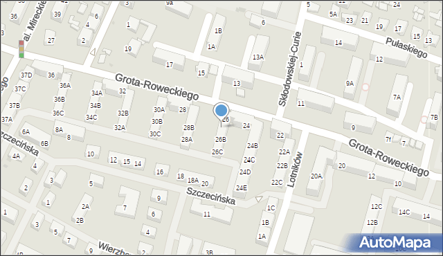 Sosnowiec, Grota-Roweckiego Stefana, gen., 26A, mapa Sosnowca