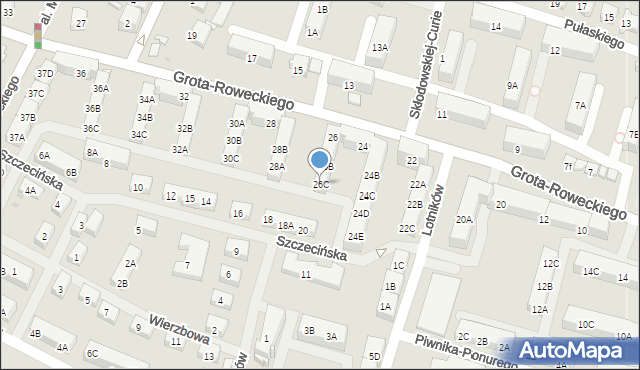 Sosnowiec, Grota-Roweckiego Stefana, gen., 26C, mapa Sosnowca