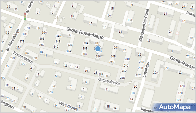 Sosnowiec, Grota-Roweckiego Stefana, gen., 28A, mapa Sosnowca