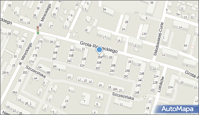 Sosnowiec, Grota-Roweckiego Stefana, gen., 30A, mapa Sosnowca