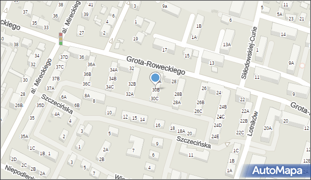 Sosnowiec, Grota-Roweckiego Stefana, gen., 30B, mapa Sosnowca