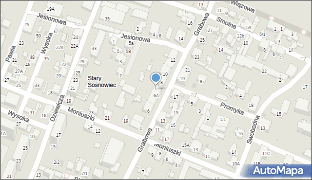 Sosnowiec, Grabowa, 6B, mapa Sosnowca
