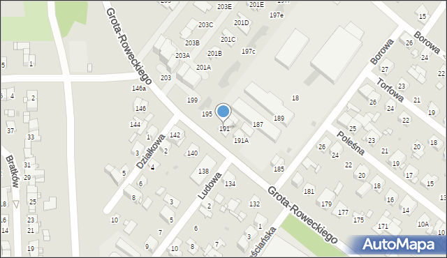 Sosnowiec, Grota-Roweckiego Stefana, gen., 191, mapa Sosnowca