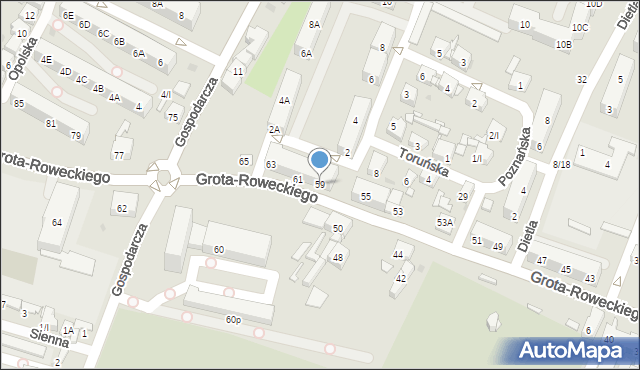Sosnowiec, Grota-Roweckiego Stefana, gen., 59, mapa Sosnowca