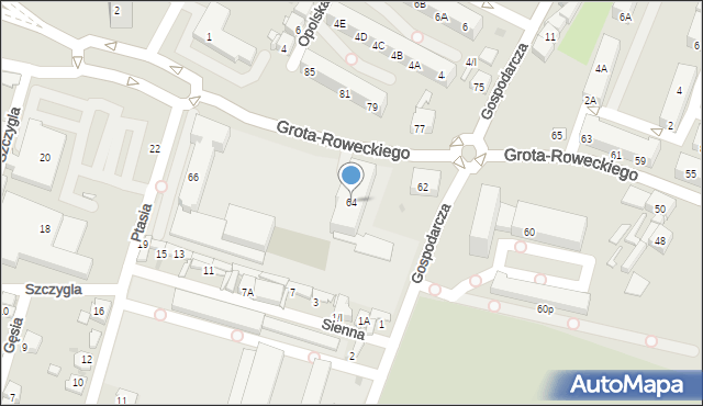 Sosnowiec, Grota-Roweckiego Stefana, gen., 64, mapa Sosnowca