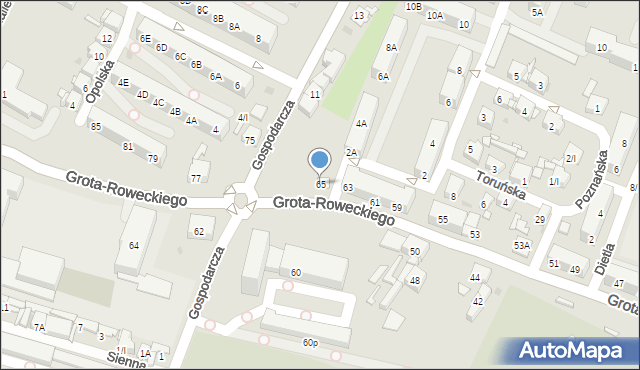 Sosnowiec, Grota-Roweckiego Stefana, gen., 65, mapa Sosnowca