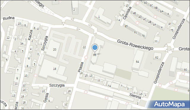 Sosnowiec, Grota-Roweckiego Stefana, gen., 66, mapa Sosnowca