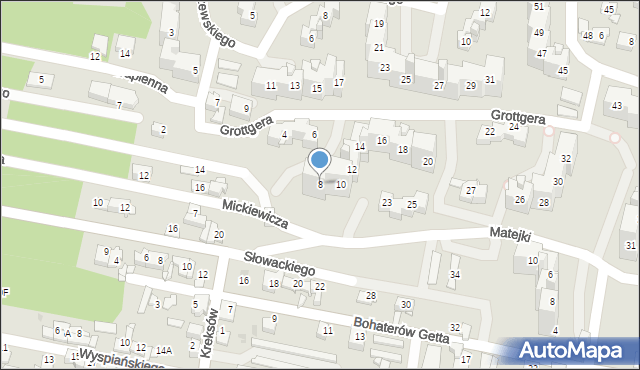 Sosnowiec, Grottgera Artura, 8, mapa Sosnowca