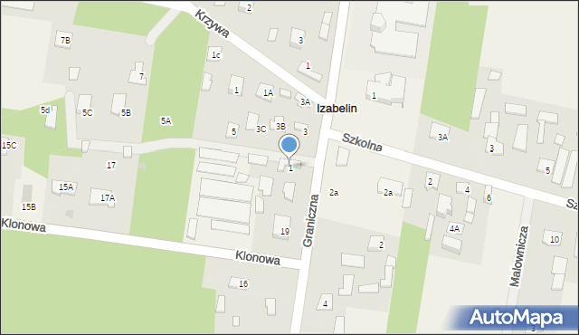 Stanisławów Pierwszy, Graniczna, 1, mapa Stanisławów Pierwszy