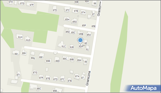 Stanisławów Pierwszy, Graniczna, 91A, mapa Stanisławów Pierwszy