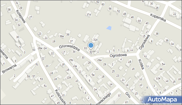 Stryków, Grunwaldzka, 31, mapa Stryków