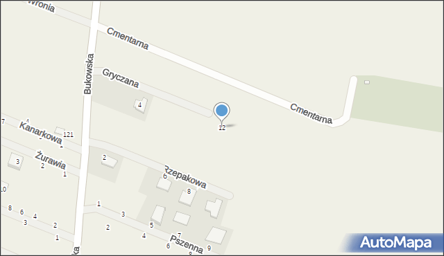 Strykowo, Gryczana, 12, mapa Strykowo