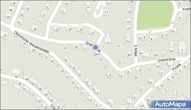 Szczawno-Zdrój, Graniczna, 15, mapa Szczawno-Zdrój