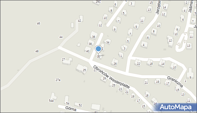 Szczawno-Zdrój, Graniczna, 30, mapa Szczawno-Zdrój