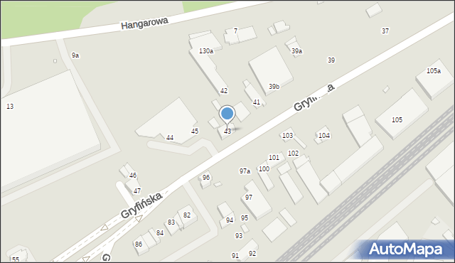 Szczecin, Gryfińska, 43, mapa Szczecina