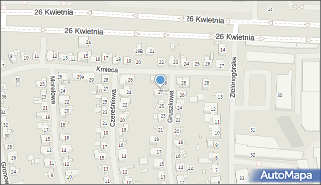 Szczecin, Gruszkowa, 27, mapa Szczecina